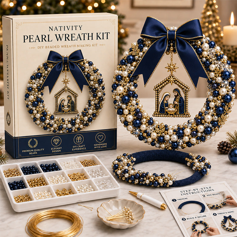🎄✨ DIY-set voor een kerstkrans met parels – Handgemaakte kerstdeurversiering met kralen 💎🎀