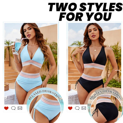 ☀️Tijdelijke vakantieaanbieding🏖️Bikinisets met hoge taille en buikcorrigerende kleuren: Color Block Bikini Sets
