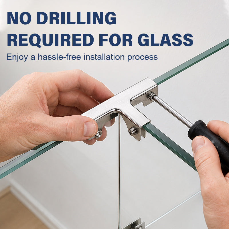 🔩 Hoogwaardige glasklemmen van aluminiumlegering: beugels voor planken en panelen zonder boren! 🛡️