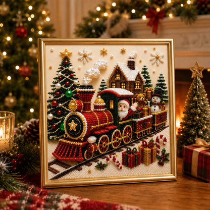 🎄🎅 Premium 3D-kerstwanddecoratieset met parels | Luxe canvas met vloklaag en krasbestendige, kleurvaste parelkraaltjes – DIY-kerstdecoratie ⛄️❄️