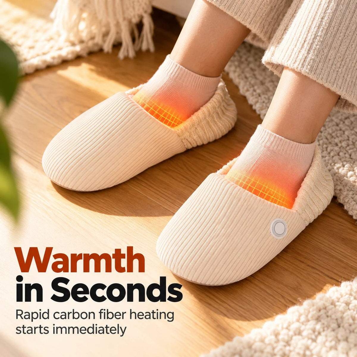 👣 Slimme Verwarmde Pantoffels – Overal Warmte in Huis