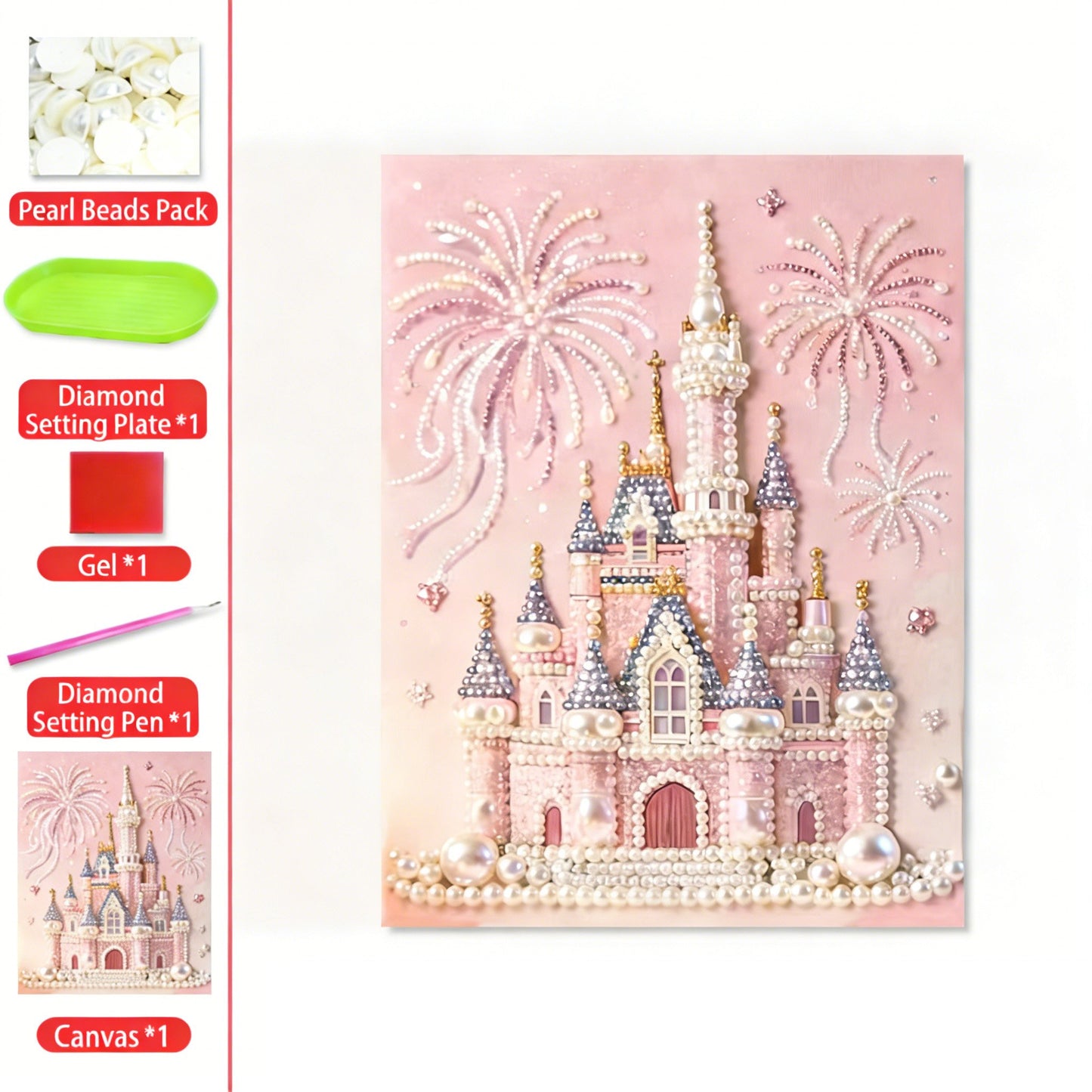 🔥Laatste dag: 50% KORTING - 🏰✨DIY-kralenkunstset - Kasteel met parels🎇