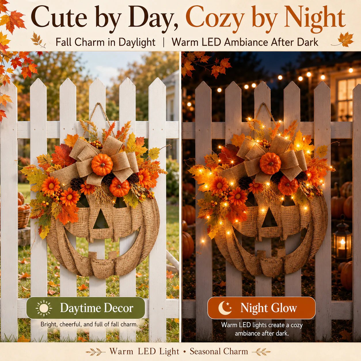 🎃✨ Lighted Burlap Pumpkin Wreath  (✨Limited Edition 2026)