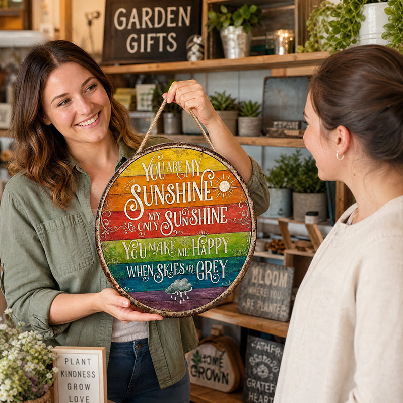 🌈☀️ You Are My Sunshine – Ronde regenboogbord