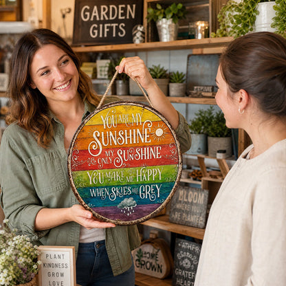 🌈☀️ You Are My Sunshine – Ronde regenboogbord