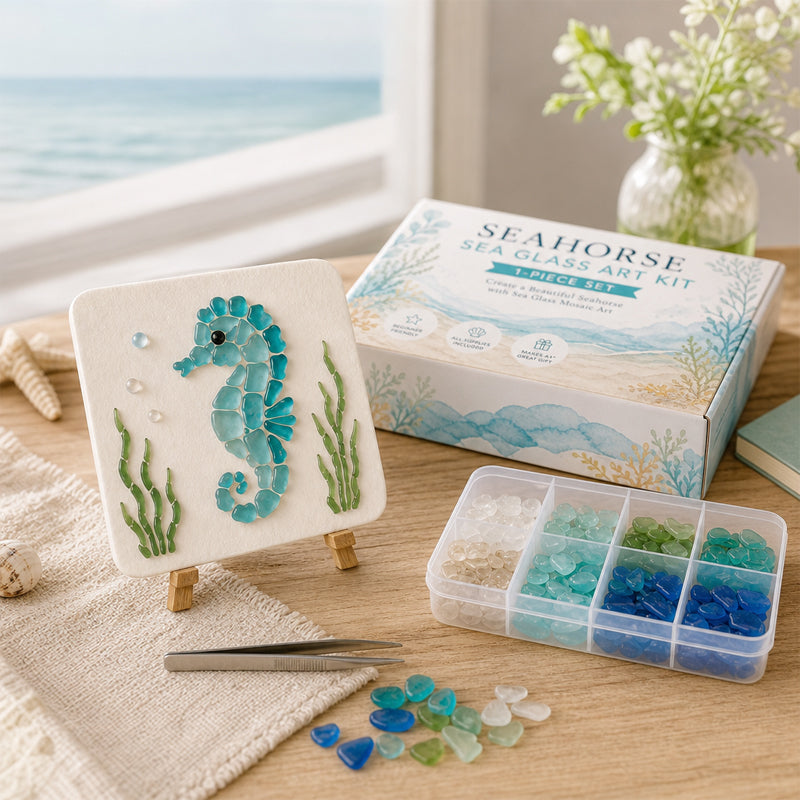 🎨🌊 Zeeglas Kunstset – Maak een Prachtig Mozaïekmeesterwerk ✨🖼️