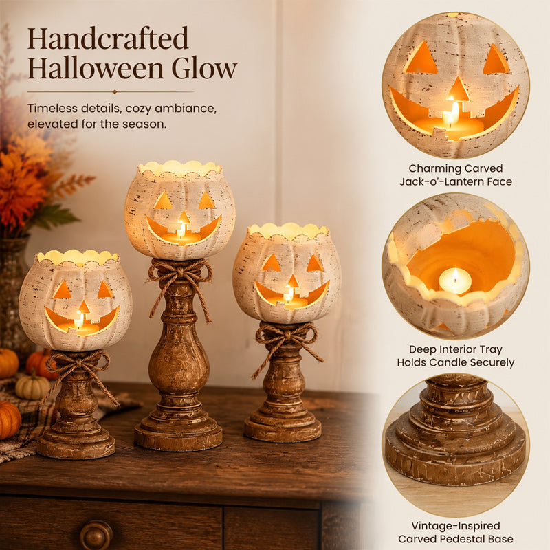 🎃 Schattige Pompoen Kandelaar – Breng Warme Halloween Sfeer in Huis! 🕯️✨