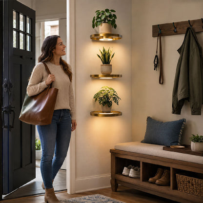 💡 De ultieme 2-in-1 zwevende LED-plank: geometrische wanddecoratie en zacht sfeerverlichting! 🌿