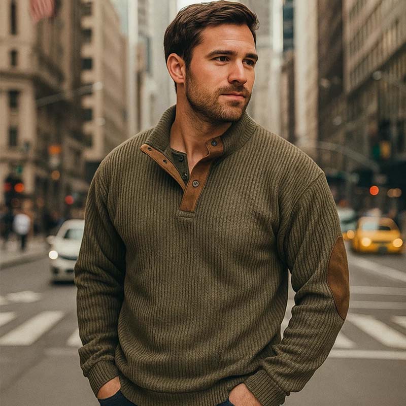 👔Herenblouse met opstaande kraag van corduroy
