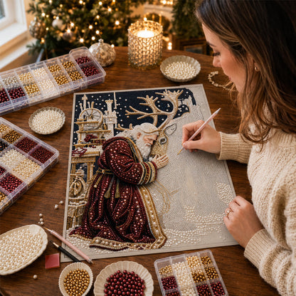 🎄🦌 Kerst Rendier Diamond Painting Kunstset – Feestelijke DIY Kristalkunstset voor Volwassenen & Kinderen, Kerstknutseldecoratie ✨💎
