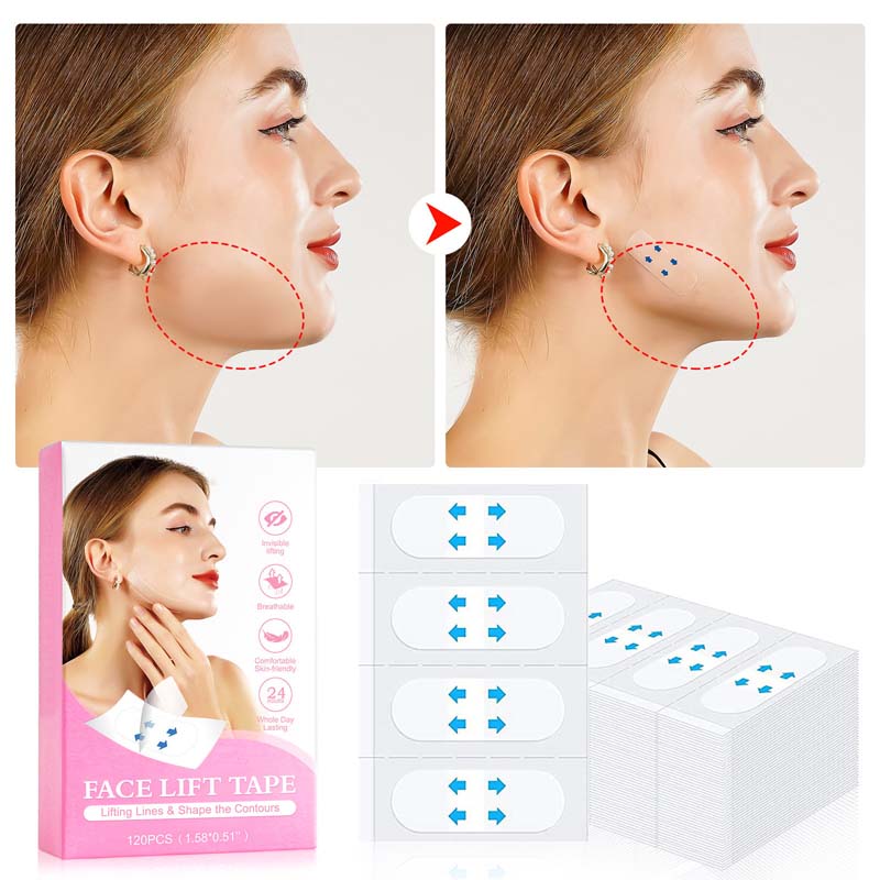 💁‍♀️ Bereik direct een jeugdige V-vorm ✨ Instant Face & Neck Lift Tape - Voor een vlekkeloos zelfvertrouwen de hele dag