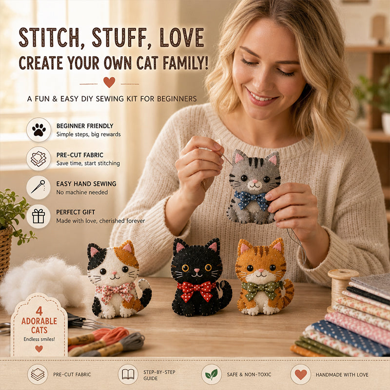 Een Knusse DIY Hobby Vol Creativiteit & Schattigheid! 🌸🪡🐾 丨 DIY-knutselpakket met stoffen dieren – Creatieve handgemaakte kunst