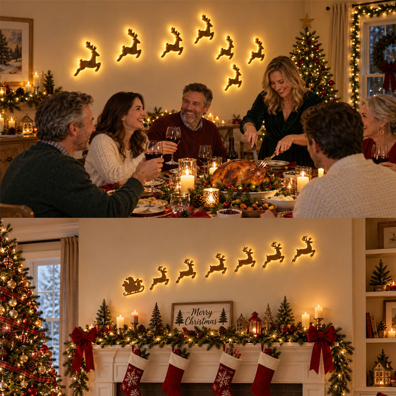 🦌✨ LED-kerstwanddecoratie — Feestelijke wandlampjes die een warme gloed verspreiden