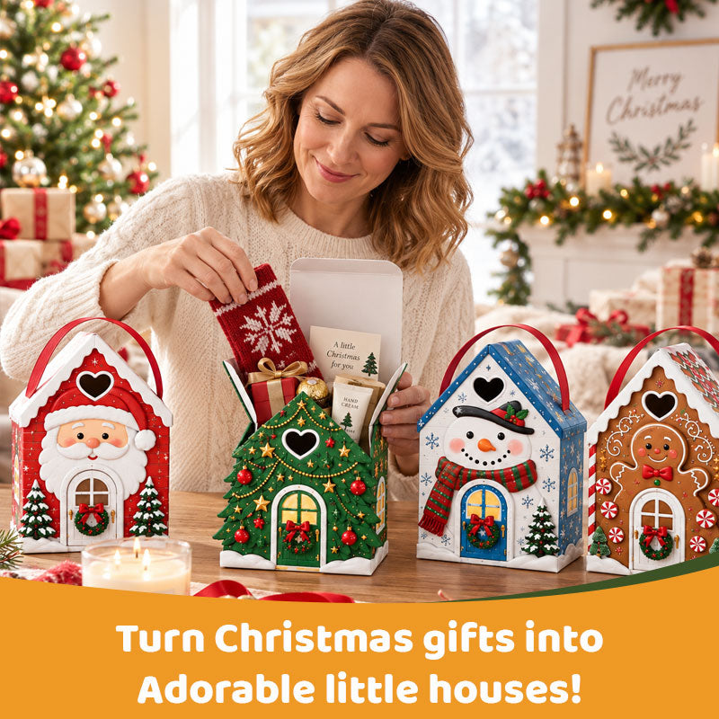 🏡🎁 Kersthuisje-cadeaudoos – 3D-cadeaudoos met feestelijke snoepjes en koekjes 🍪