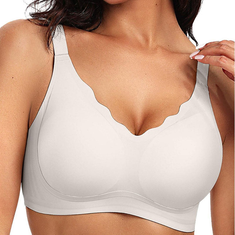 💖Naadloze push-up beha voor dames – draadloos, V-hals, met mesh en gekruist design