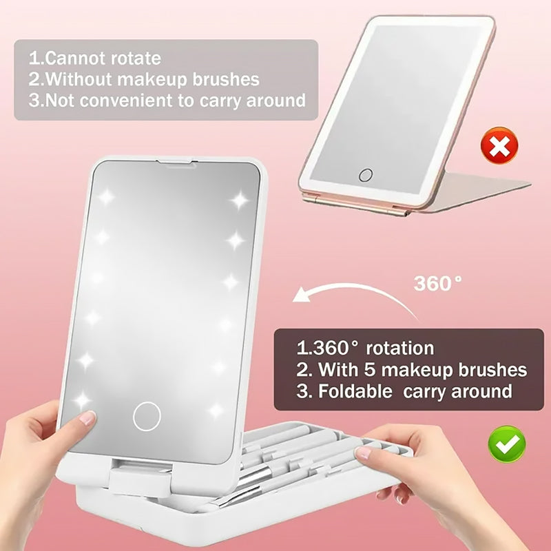Draaibare LED make-updoos vouwspiegel