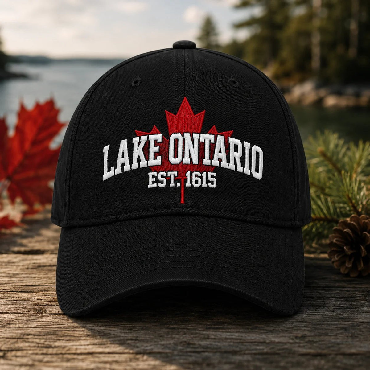 🔥LAATSTE DAG 50% KORTING - 🍁Lake Ontario Forever – Geborduurde pet in retro-stijl (🧢100% katoen)