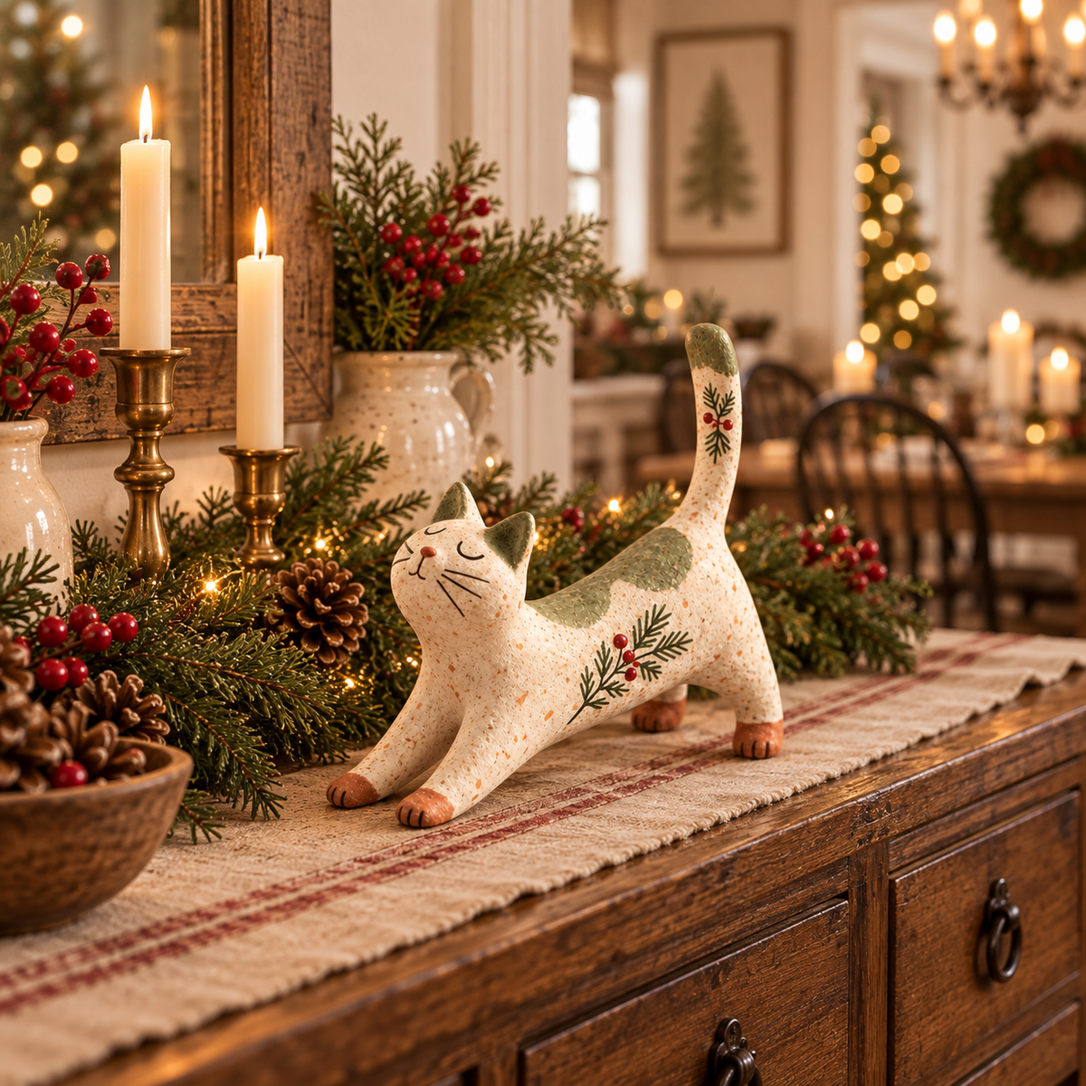 🐈🎄 Kerstkatje uit het bos – een gezellig klein bosvriendje voor je vakantiehuis