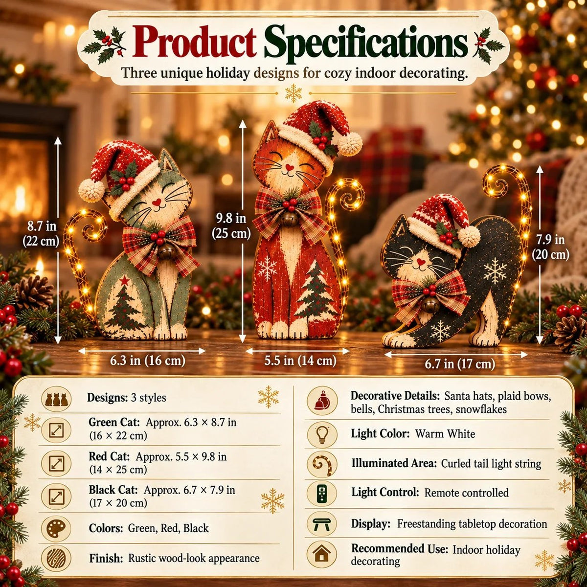 🎄 Vintage kerstkaarten met LED-verlichting – 3 modellen