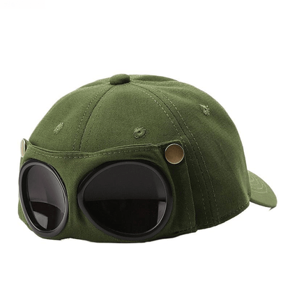 🤣 Baseballpet in pilotenstijl — Uniek ontwerp met zonnebrilpanelen en vintage details! 🧢✨