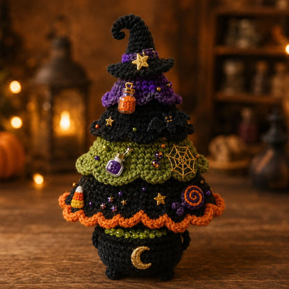 🎃 DIY-haakpakket voor een Halloween-boom | Alles-in-één-pakket voor een griezelige tafeldecoratie van 7 inch met verschillende lagen 🧶👻✨