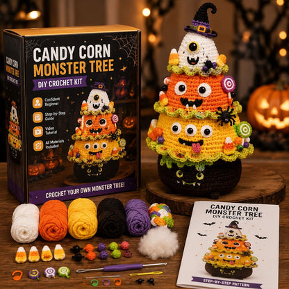 🎃 DIY-haakpakket voor een Halloween-boom | Alles-in-één-pakket voor een griezelige tafeldecoratie van 7 inch met verschillende lagen 🧶👻✨