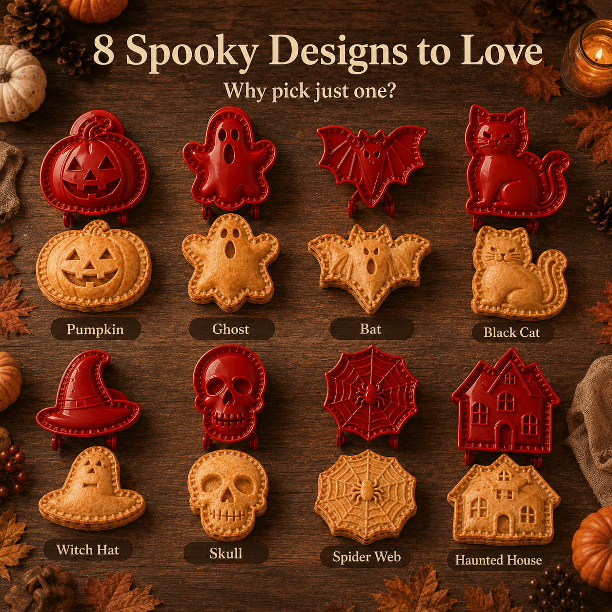 🎃 8-delige set mini-taartvormpjes voor Halloween