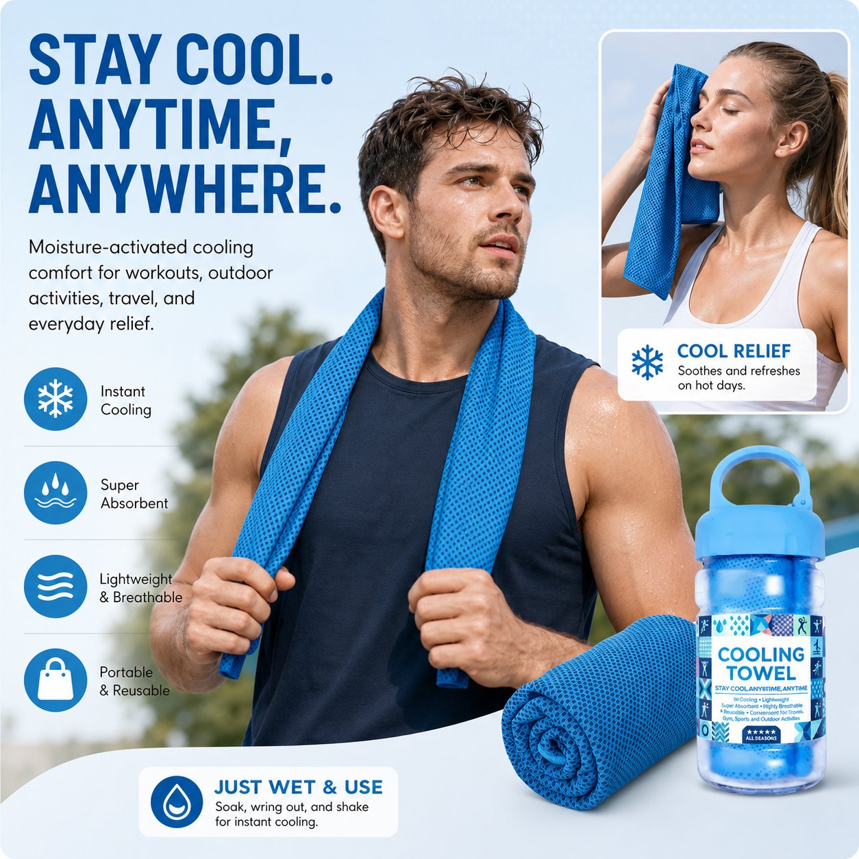 🏃❄️Handdoek tegen koud zweet die je overal en altijd kunt gebruiken! Herbruikbaar, zacht, absorberend, verkoelend en draagbaar