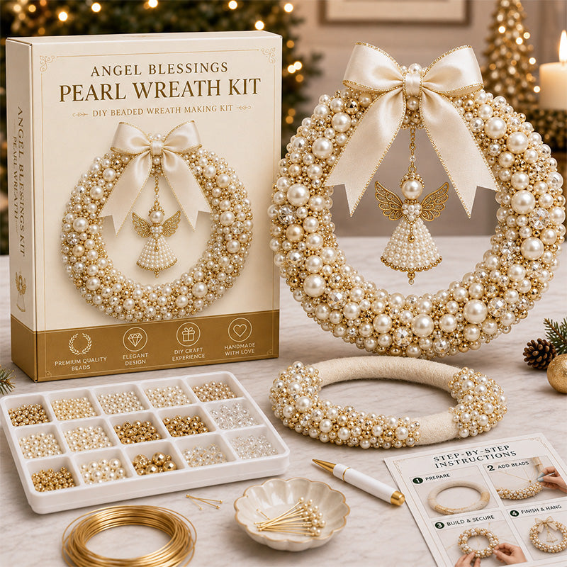 🎄✨ DIY-set voor een kerstkrans met parels – Handgemaakte kerstdeurversiering met kralen 💎🎀