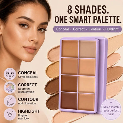 ✨💥🎨 8-kleuren mat concealerpalet – Waterbestendig, volledige dekking voor het corrigeren, contouren en bedekken van tatoeages ✨