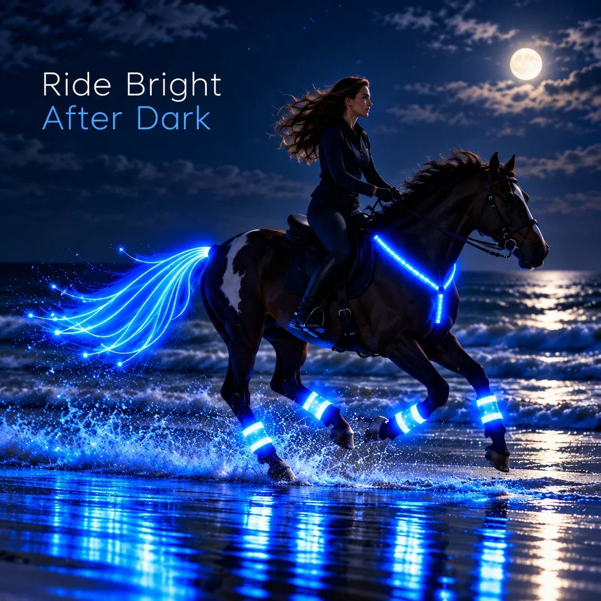 🌟✨ 6-delige LED-veiligheidsuitrusting voor paarden met nachtverlichting 🐎
