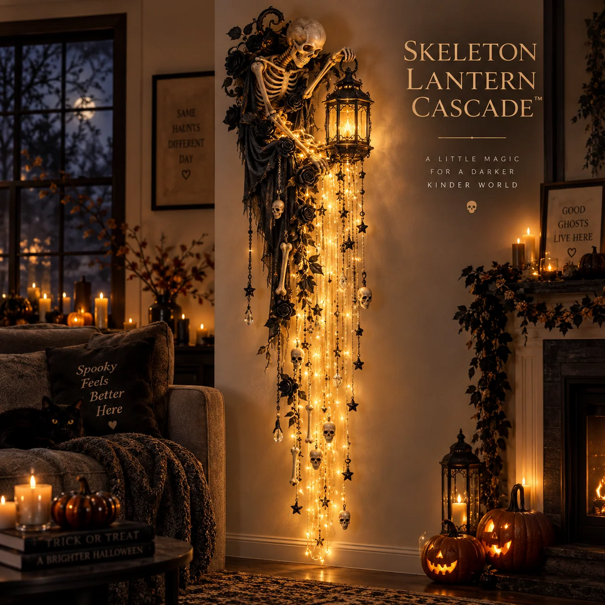 ✨Betoverende Halloween-lichtcascade – Gotische verlichte wanddecoratie🌙