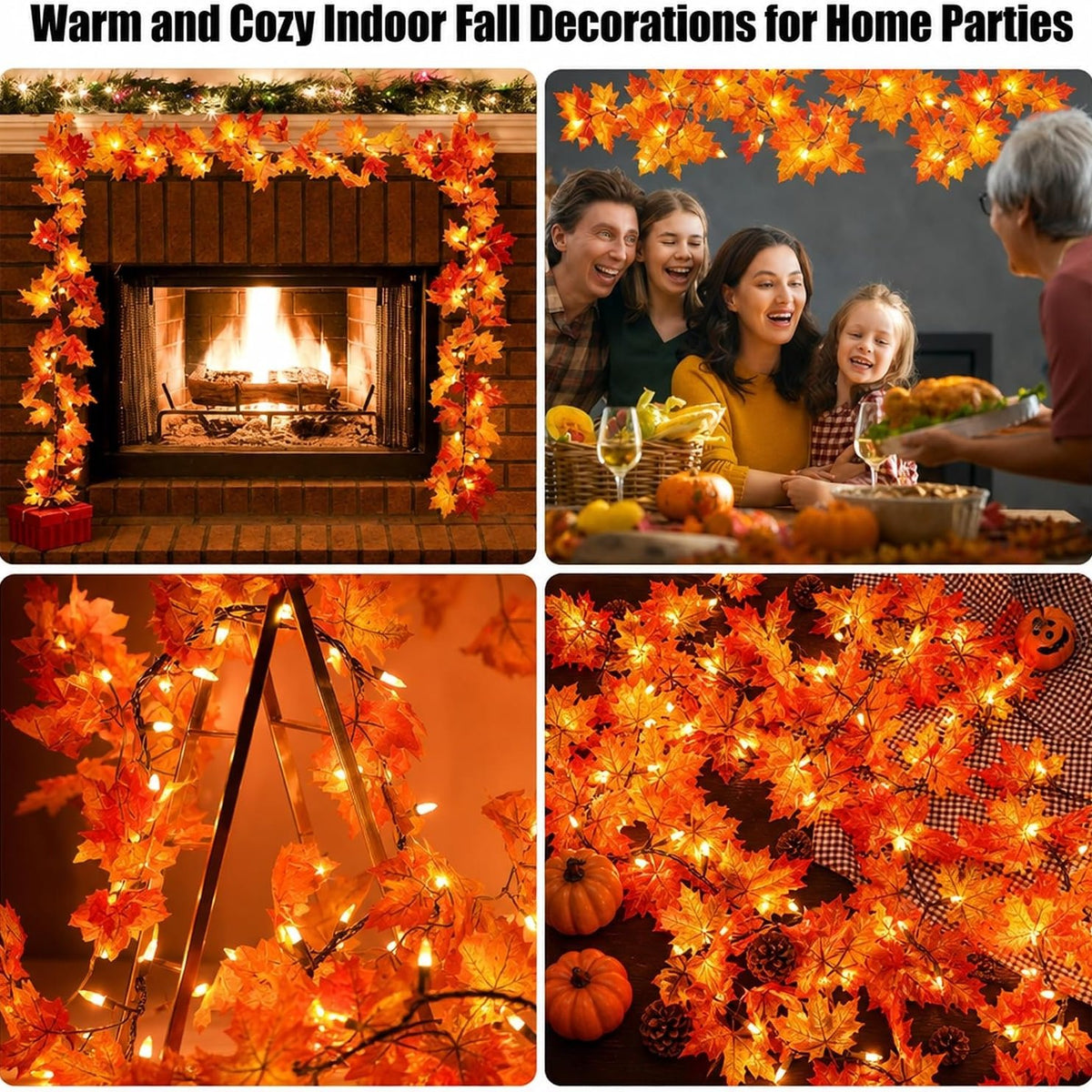 🍂 Sfeervolle Esdoornbladslinger met Warmwit Licht – Een Knusse Herfstdecoratie voor Elk Hoekje!🍁