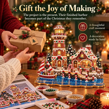 ✨ Premium Parel Kerstvuurtoren Diamond Painting-kunstset | Luxe, fluweelzacht canvas met krasbestendige, kleurvaste parelkralen – DIY-kerstdecoratie 🎅⛄️❄️