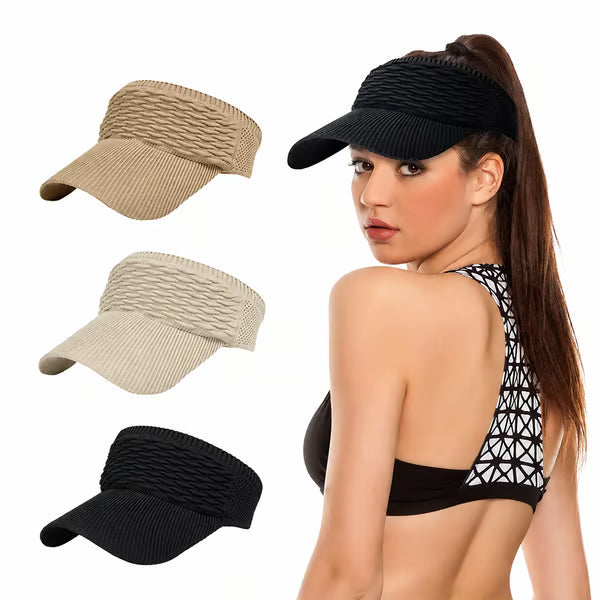Stijlvolle Dames Zonneklep – Ademend, Licht en Beschermend ☀️🧢🌿Set van twee zonnehoeden voor dames met hoge paardenstaart