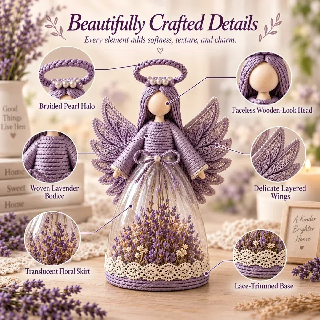 Blooming Guardian Angel Light | Bloemvormig LED-beeldje in lavendel, roze en salie