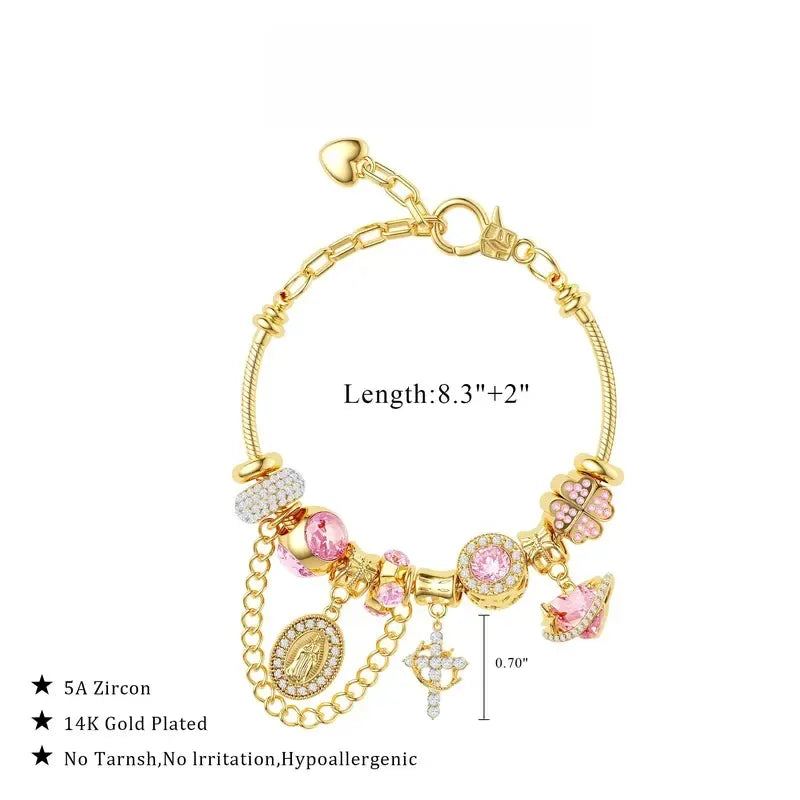✨Goud- en zilverkleurige Aurora-armband met slangenketting en meerdere elementen