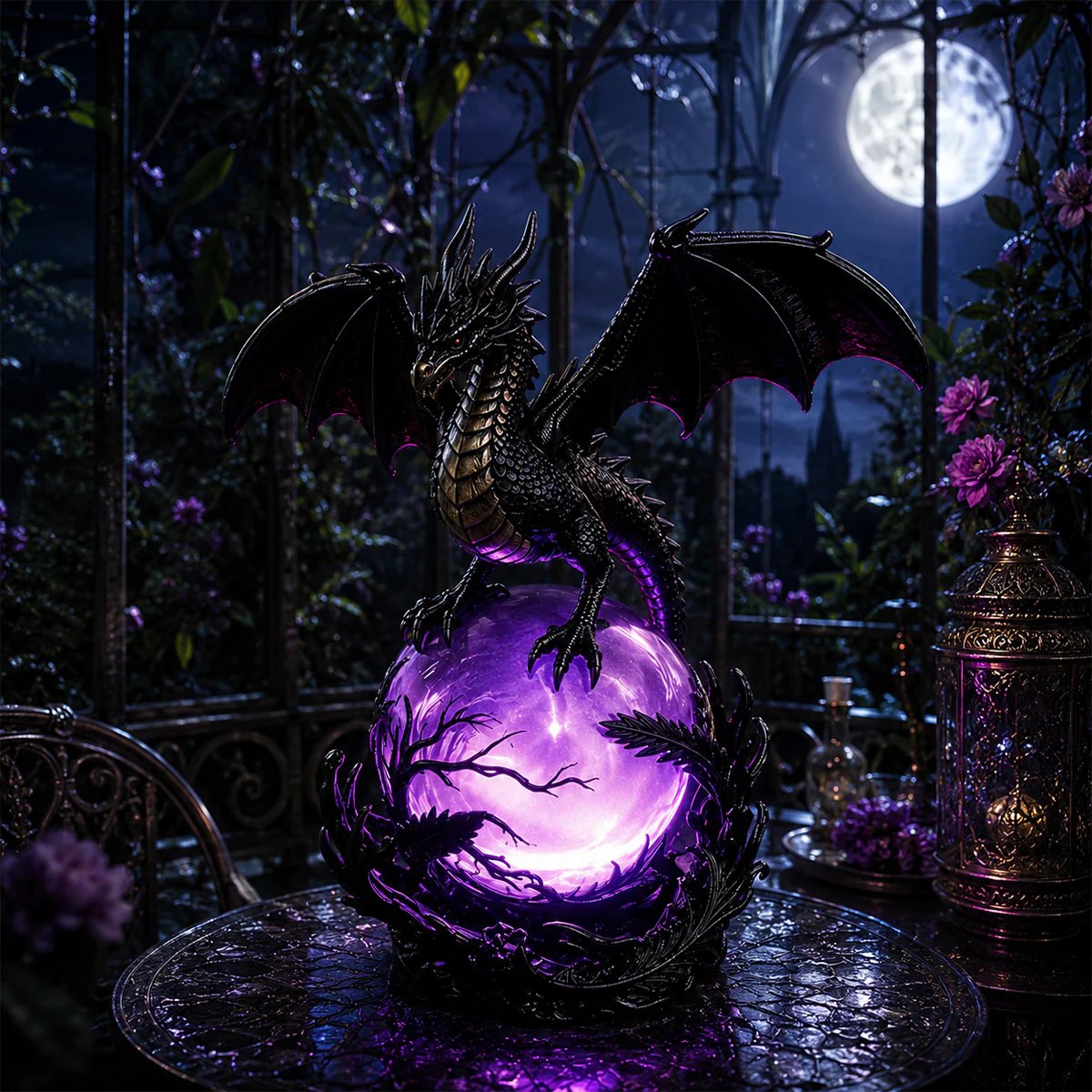 🔮Gotische draken-LED-kristallenbol voor een donkere, esthetische inrichting