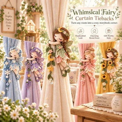 🧚✨ Gehaakte gordijnbandjes ‘Fairy Hug’ – Speelse feeënraamversiering, handgemaakte sieraden & uniek cadeau-idee