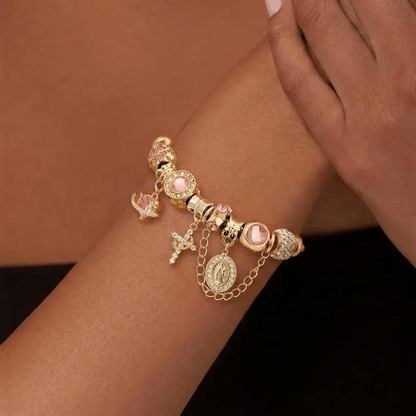 ✨Goud- en zilverkleurige Aurora-armband met slangenketting en meerdere elementen