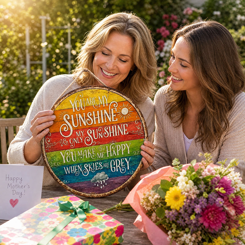 🌈☀️ You Are My Sunshine – Ronde regenboogbord