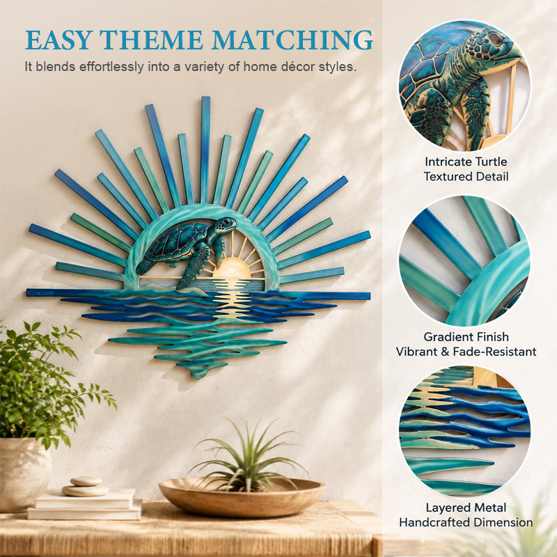 🌅 ‘Legend of the Sunset Tides’ metalen wanddecoratie – 🌊 Metalen wanddecoratie in vintage maritieme stijl