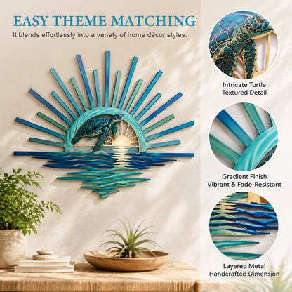 🌅 ‘Legend of the Sunset Tides’ metalen wanddecoratie – 🌊 Metalen wanddecoratie in vintage maritieme stijl