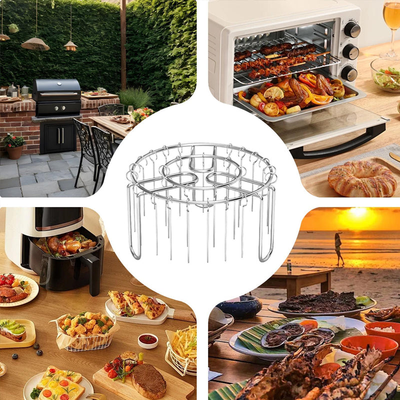 🔥 Spieshouder voor de heteluchtfriteuse – Roestvrijstalen verticale kebabhouder voor heteluchtfriteuses, ovens en zelfgemaakte BBQ-snacks🍢