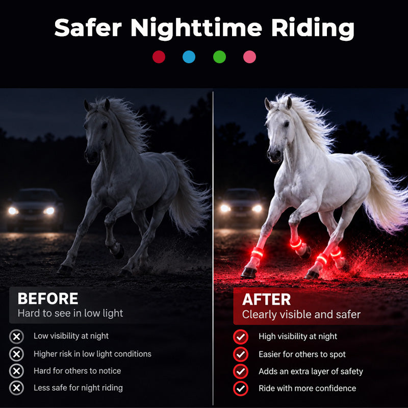 🐴✨ LED Verlichte Paardenbeenstrips – Laat Je Paard Schitteren in het Donker!