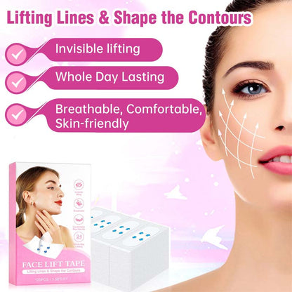 💁‍♀️ Bereik direct een jeugdige V-vorm ✨ Instant Face & Neck Lift Tape - Voor een vlekkeloos zelfvertrouwen de hele dag