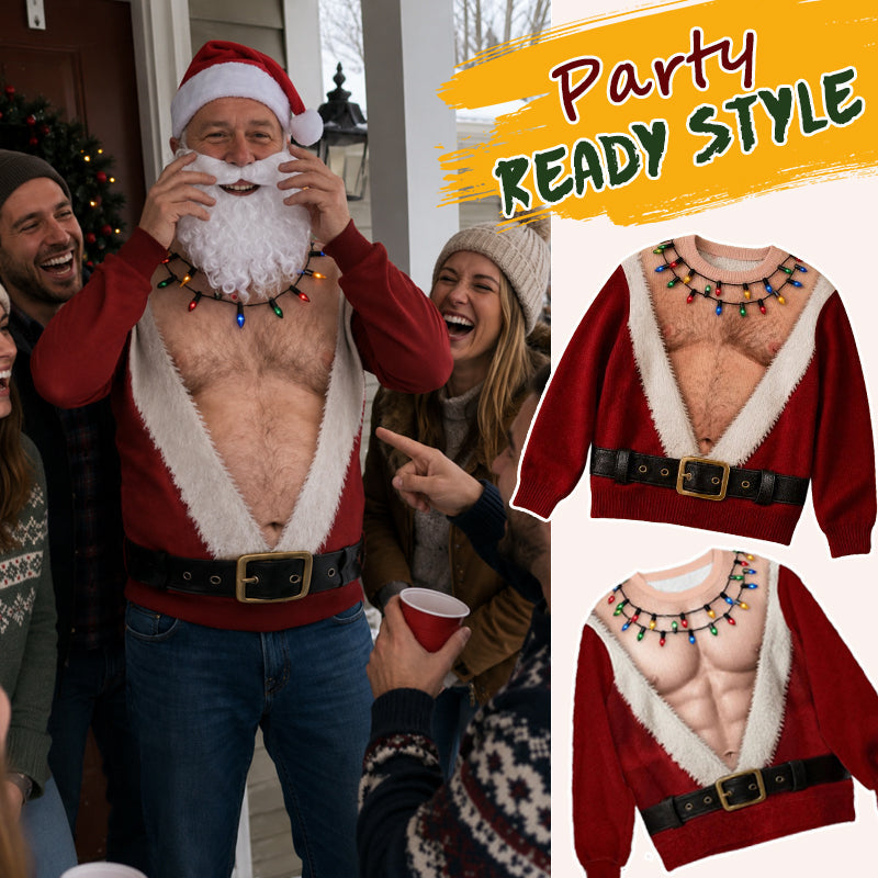 🎅 Grappig kerstshirt met lange mouwen en kerstmanmotief | Opvallend feestshirt voor de feestdagen