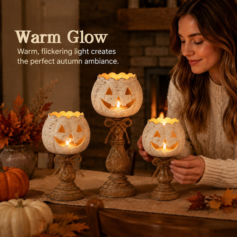 🎃 Schattige Pompoen Kandelaar – Breng Warme Halloween Sfeer in Huis! 🕯️✨