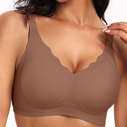 💖Naadloze push-up beha voor dames – draadloos, V-hals, met mesh en gekruist design