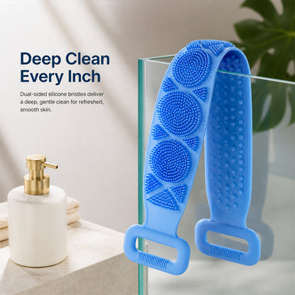 🌿🛁 Extra Lange Siliconen Rugborstel – Reinigt, Masseert & Verzorgt! ✨💙
